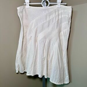 Lucky Brand asymmetrical white linen skirt with‎ pleat details size 28